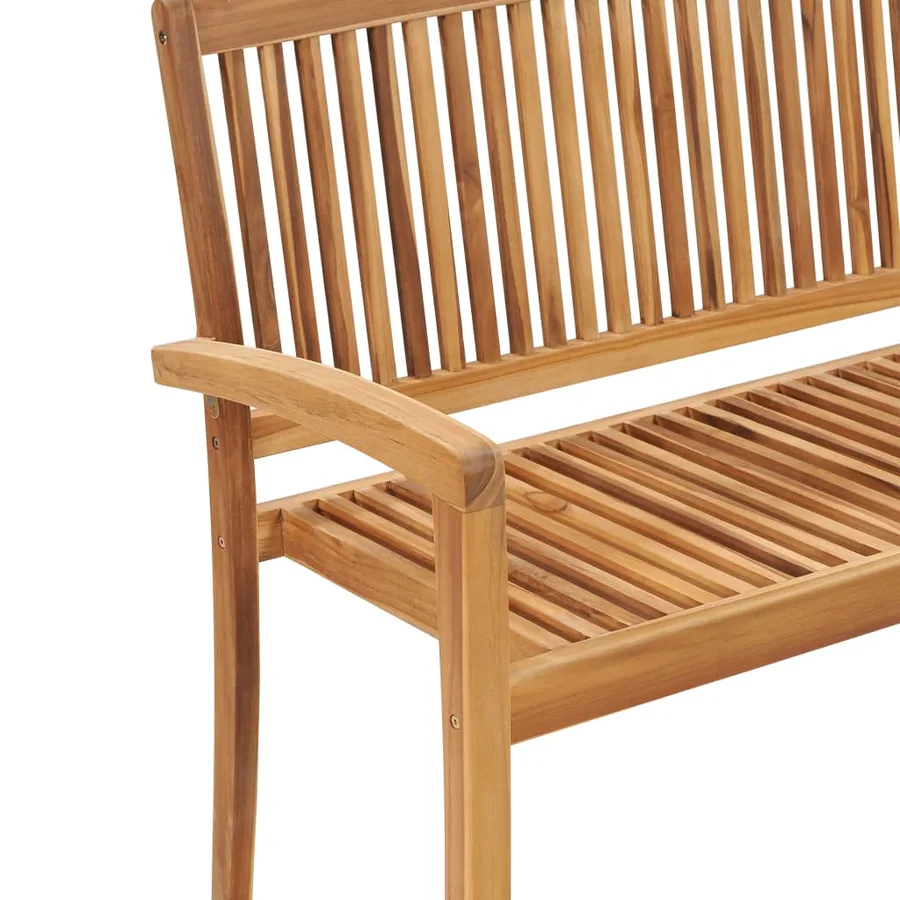 Stackable garden bench and cushion 128.5 cm Solid teak wood - 6
