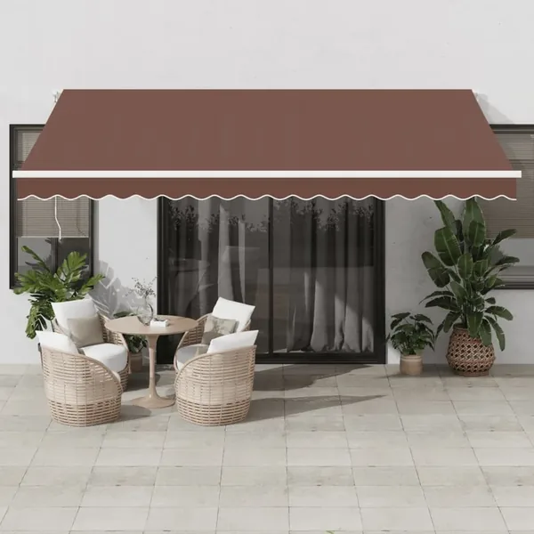 Auvent manuel rétractable avec LED marron 450x350 cm