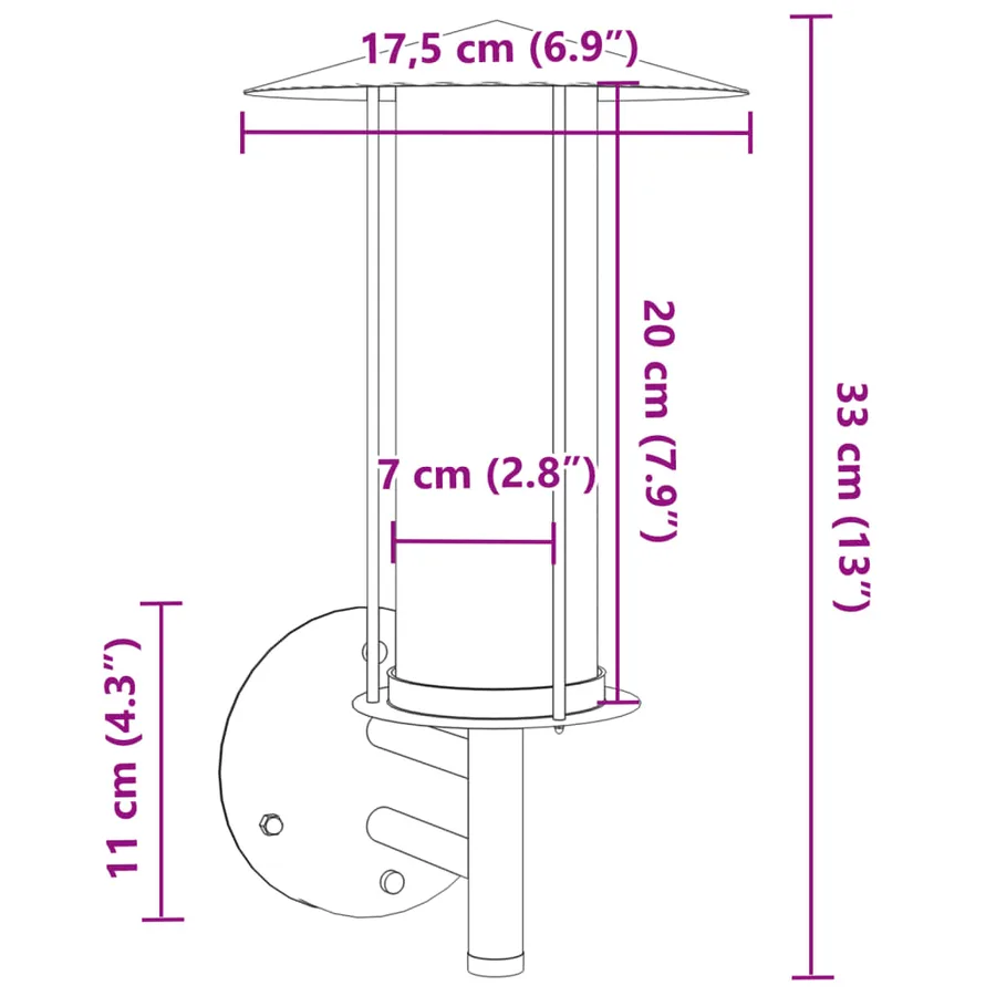 Applique murale d'extérieur argenté acier inoxydable - 7