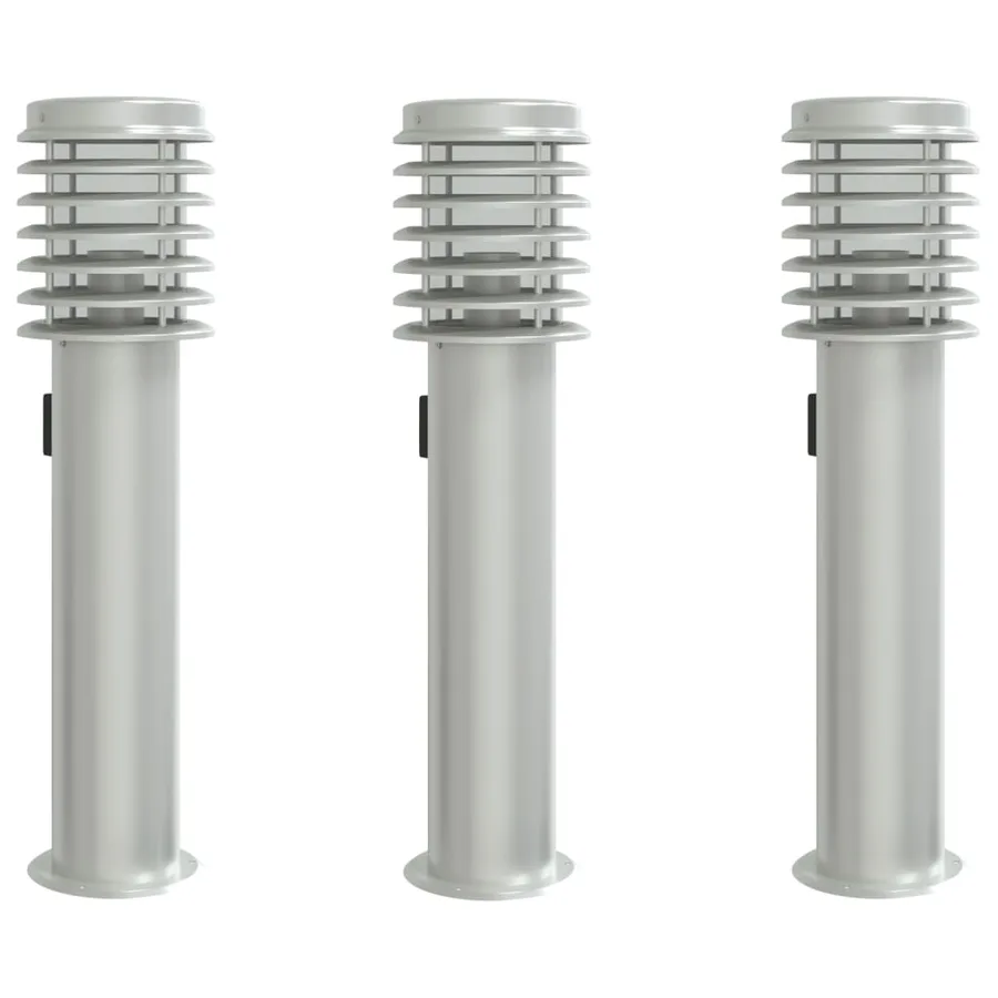 Lampadaires d'extérieur et sortie 3pcs argenté acier inoxydable - 2