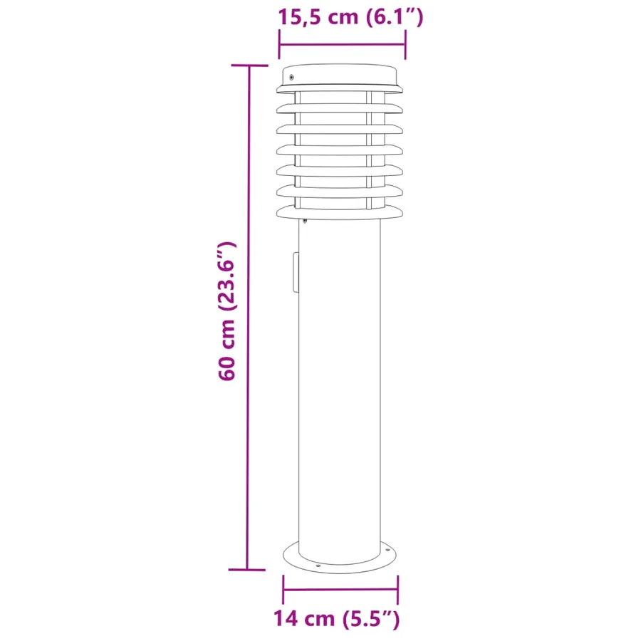 Lampadaires d'extérieur et sortie 3pcs argenté acier inoxydable - 7