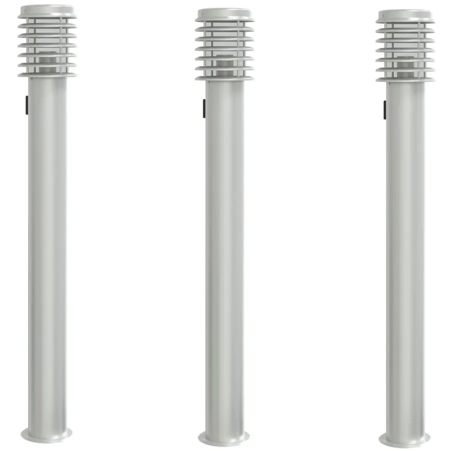 Lampadaires d'extérieur et sortie 3pcs argenté acier inoxydable - 2
