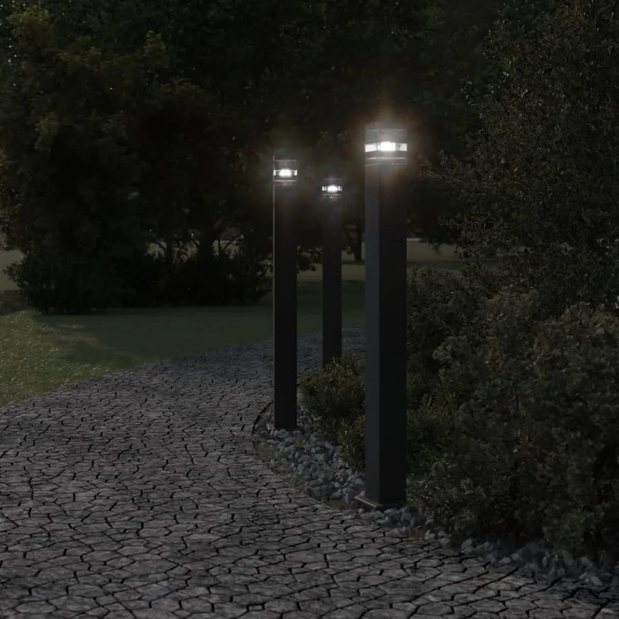 Lampadaire d'extérieur noir 110 cm aluminium - 3