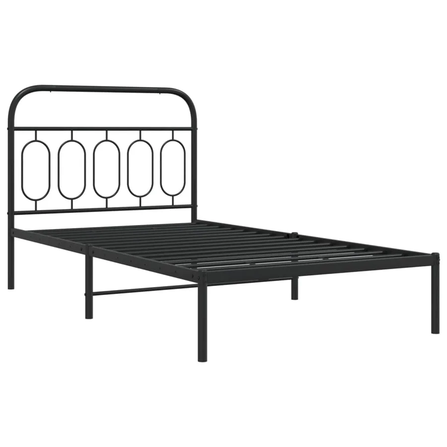 Cadre de lit métal sans matelas avec tête de lit noir 107x203cm - 3