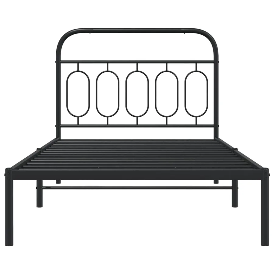 Cadre de lit métal sans matelas avec tête de lit noir 107x203cm - 4
