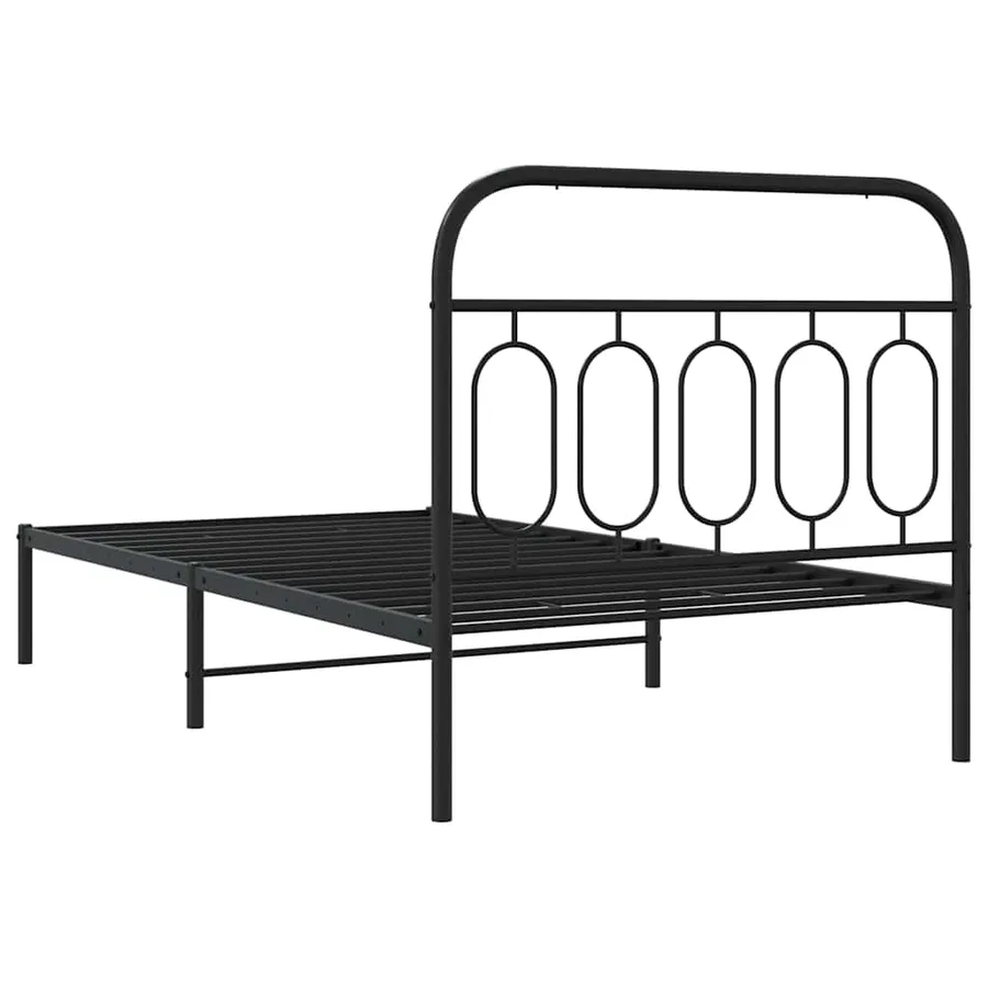 Cadre de lit métal sans matelas avec tête de lit noir 107x203cm - 6