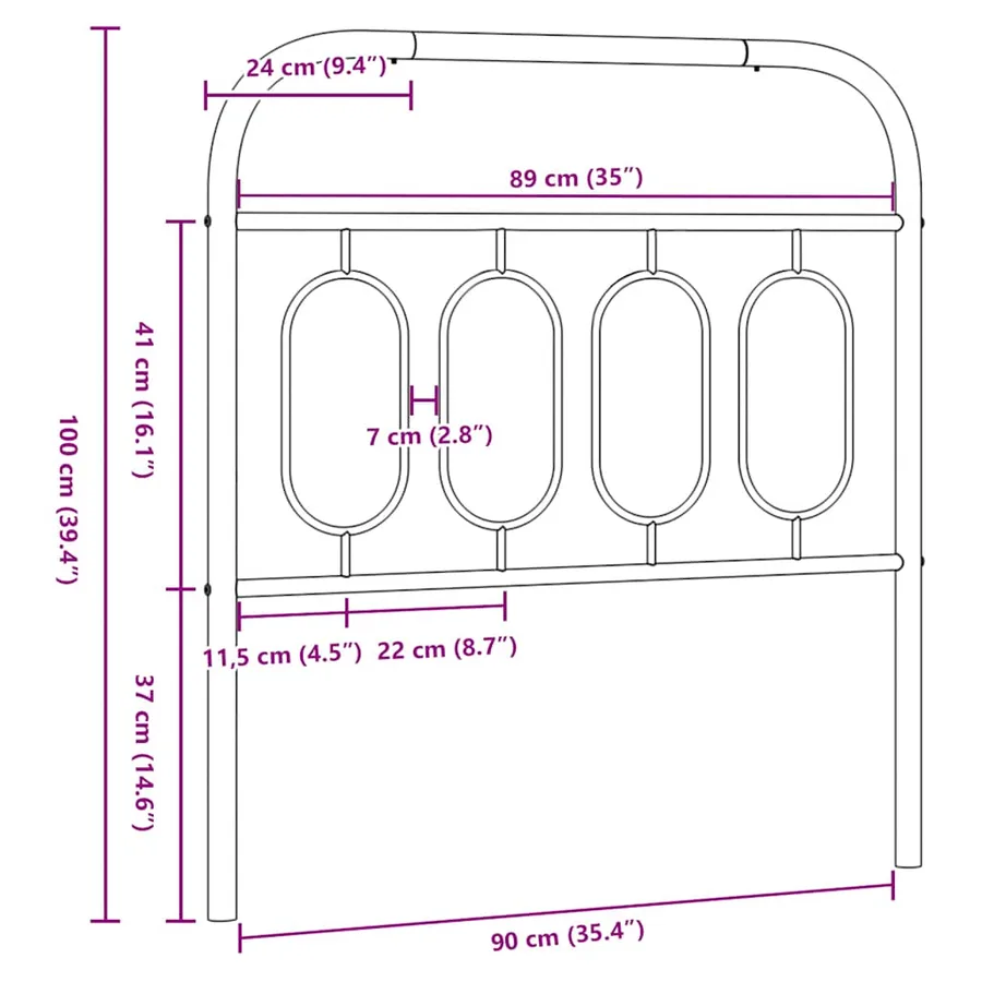 Tête de lit de remplacement métal noir 90 cm - 6