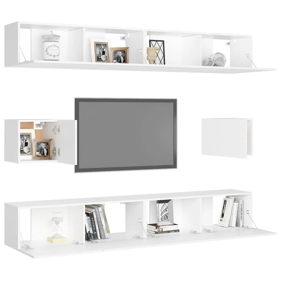 Ensemble de meubles TV 6 pcs Blanc Bois d'ingénierie - 3