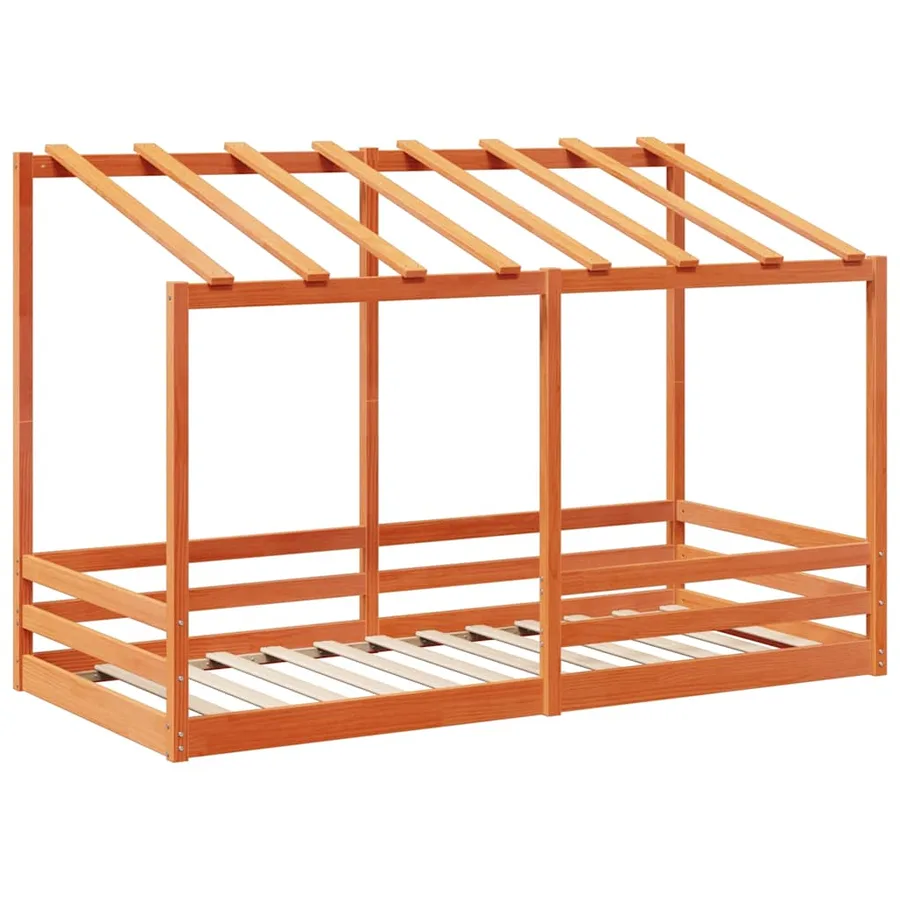 Lit pour enfants sans matelas cire marron 100x200 cm pin massif - 3