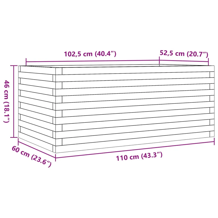 Jardinière cire marron 110x60x46 cm bois de pin massif - 10