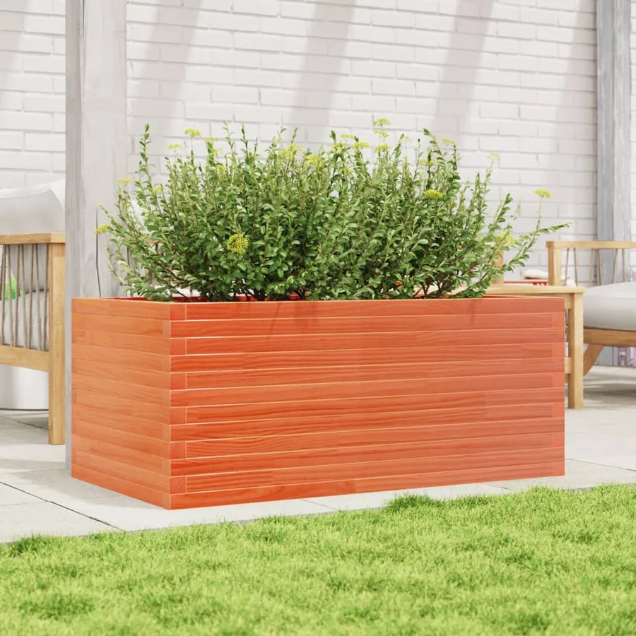 Jardinière cire marron 110x60x46 cm bois de pin massif - 3