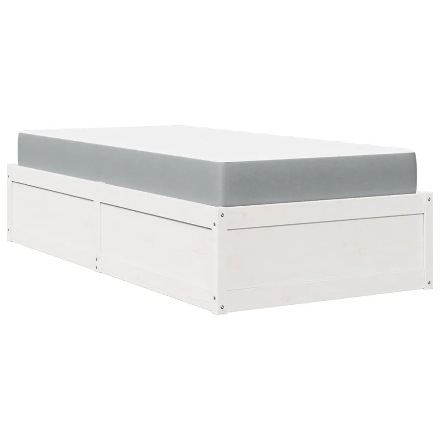 Lit avec matelas blanc 90x200 cm bois massif de pin - 2