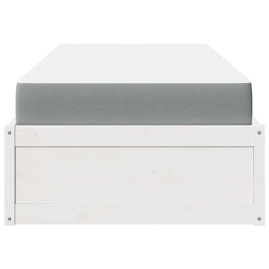 Lit avec matelas blanc 90x200 cm bois massif de pin - 5
