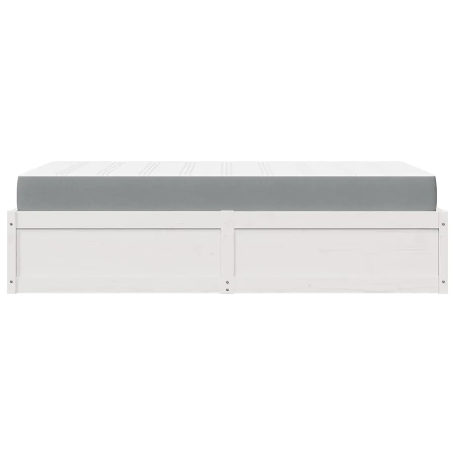 Lit avec matelas blanc 90x200 cm bois massif de pin - 7