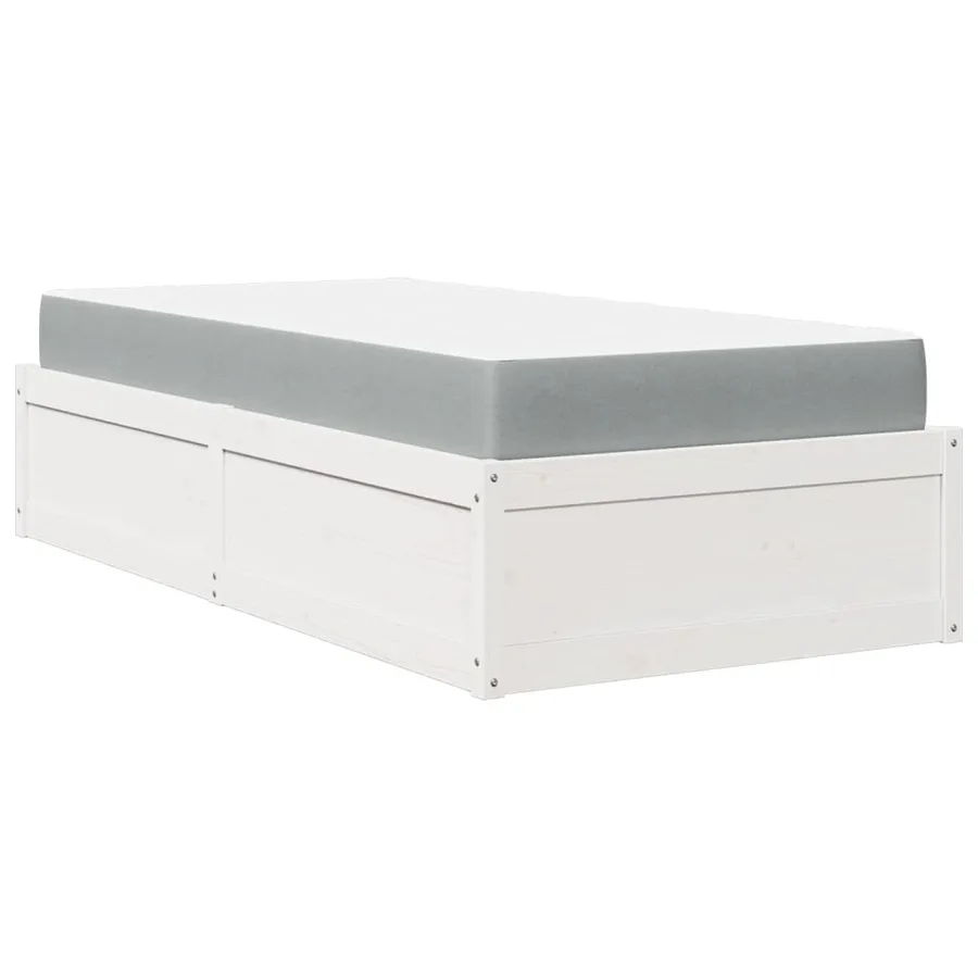 Lit avec matelas blanc 90x200 cm bois massif de pin - 8