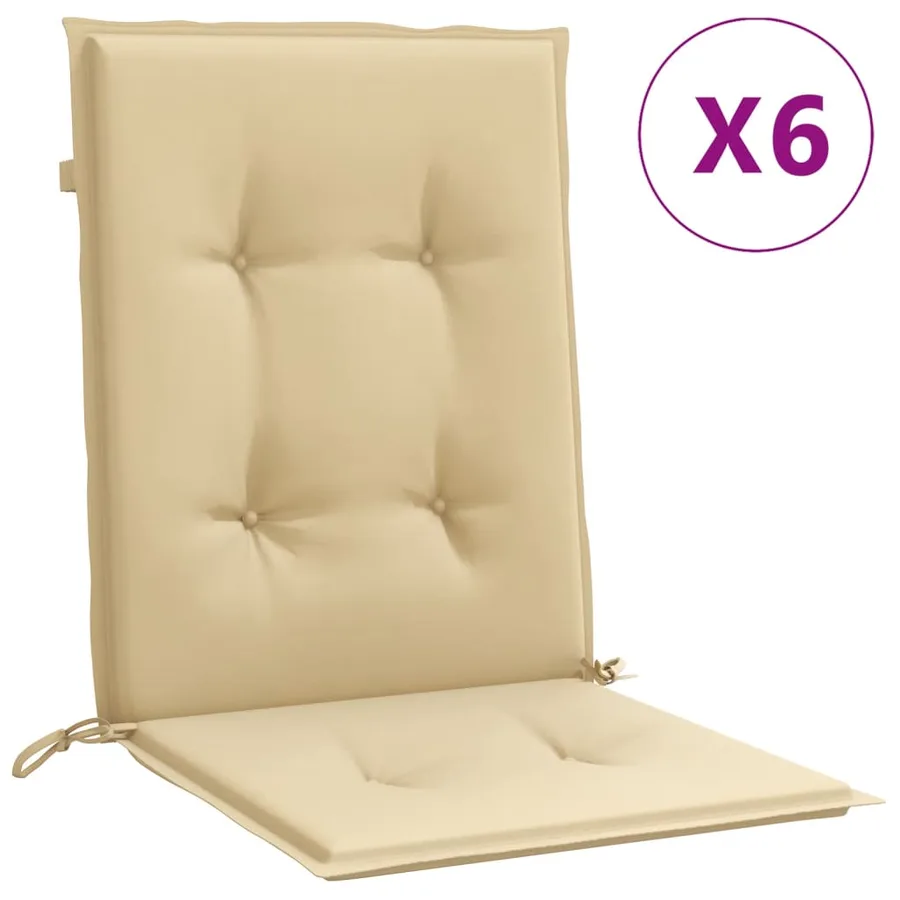 Coussins de chaise à dossier bas lot de 6 beige mélangé tissu - 2