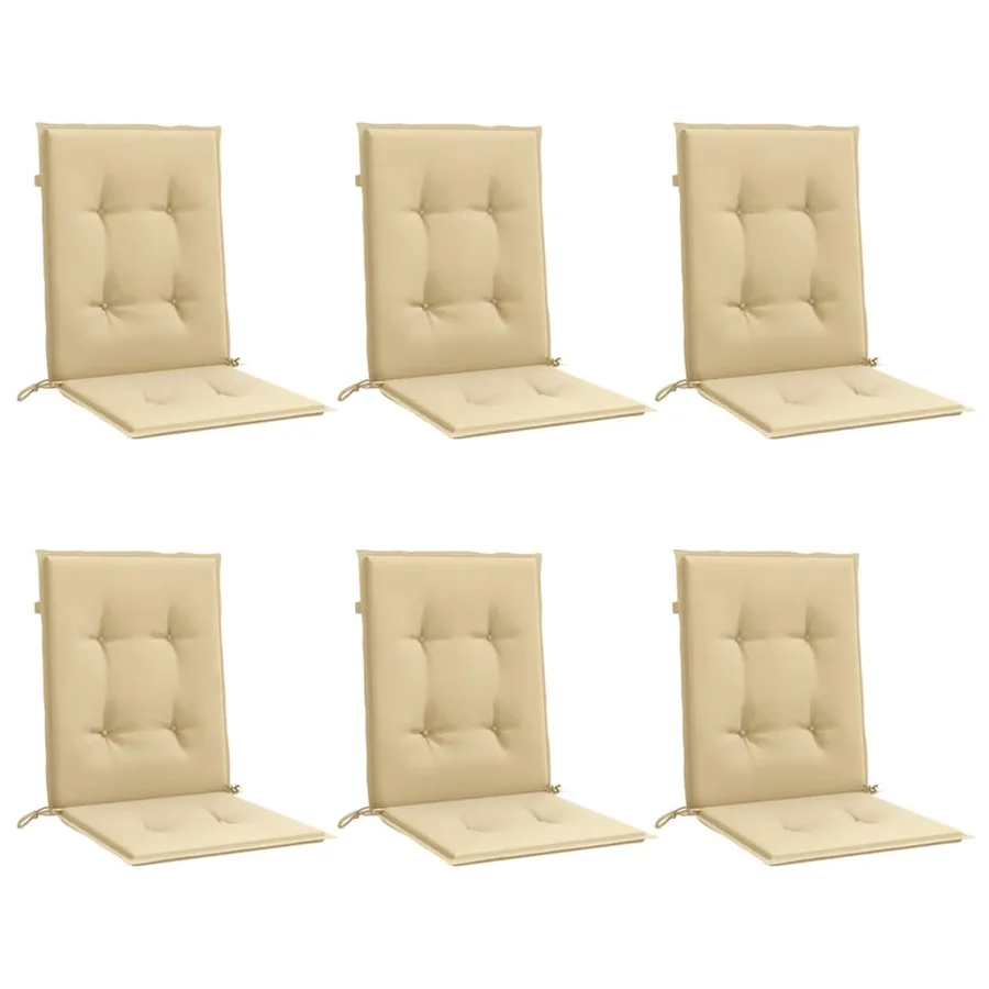 Coussins de chaise à dossier bas lot de 6 beige mélangé tissu - 4