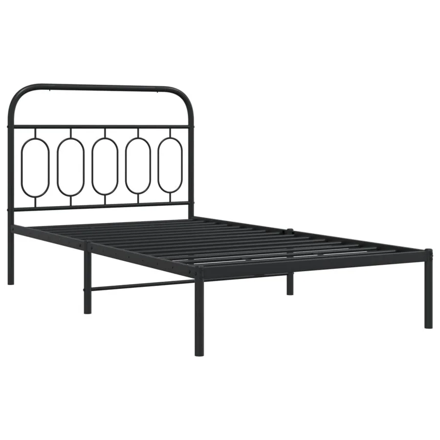Cadre de lit métal sans matelas avec tête de lit noir 100x190cm - 3