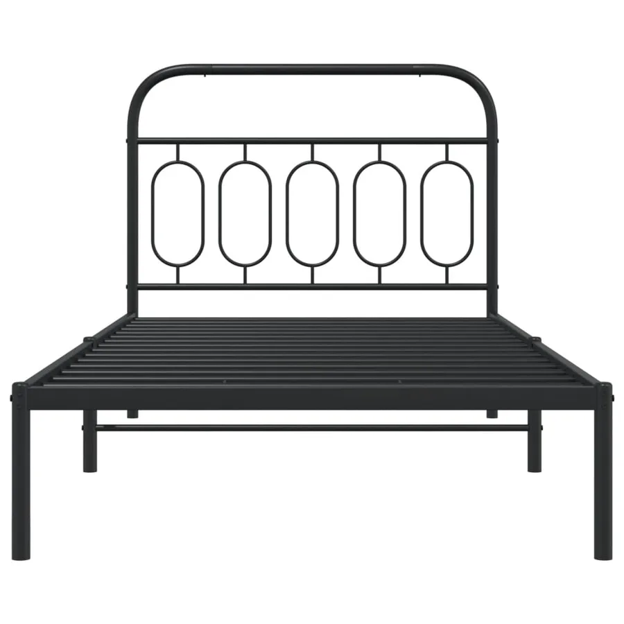 Cadre de lit métal sans matelas avec tête de lit noir 100x190cm - 4