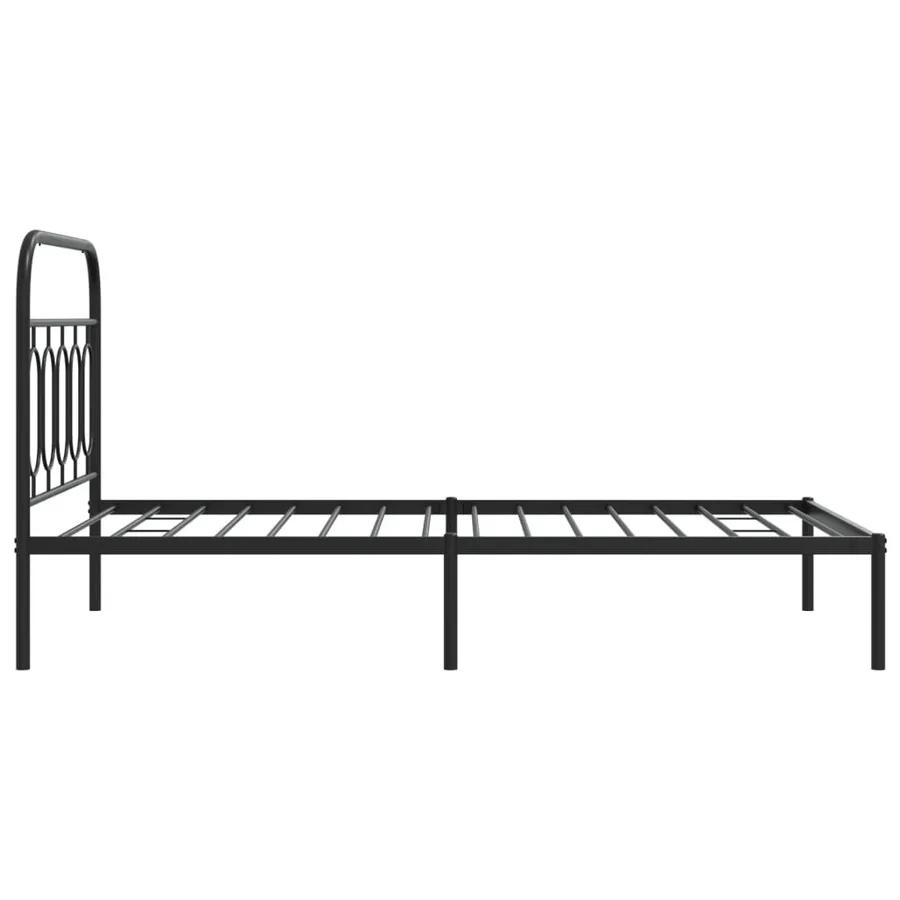 Cadre de lit métal sans matelas avec tête de lit noir 100x190cm - 5