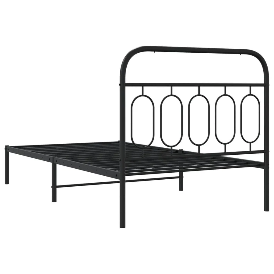 Cadre de lit métal sans matelas avec tête de lit noir 100x190cm - 6