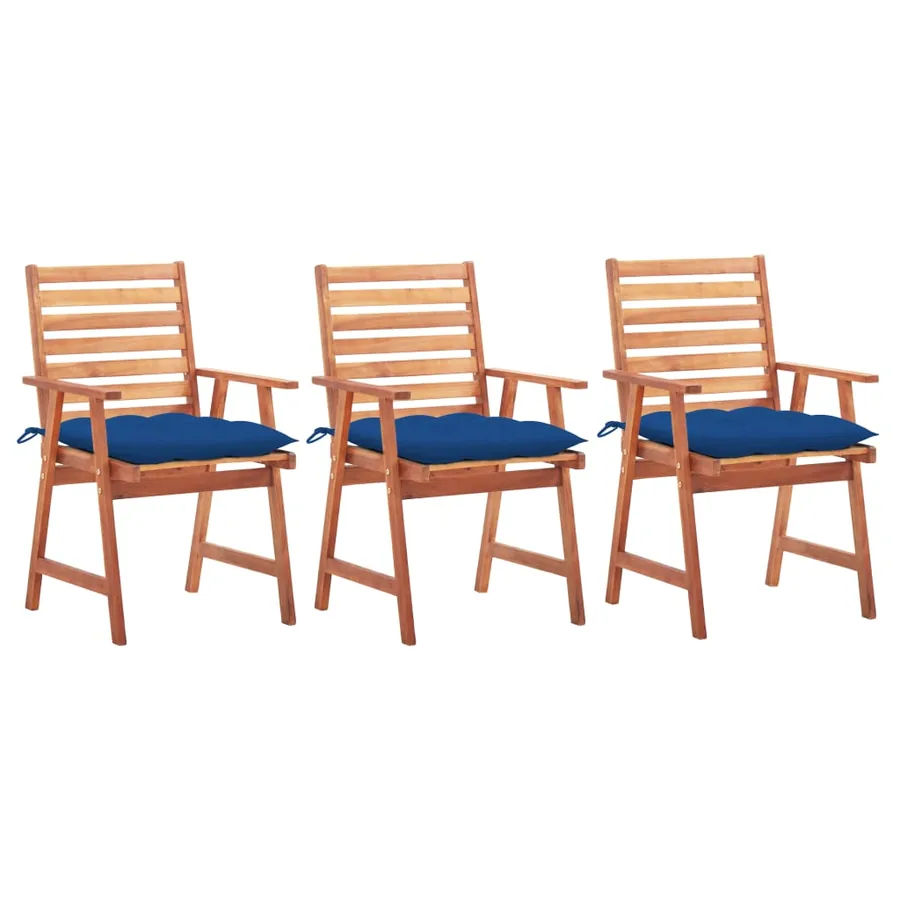 Chaises à manger d'extérieur lot de 3 et coussins Acacia massif - 12