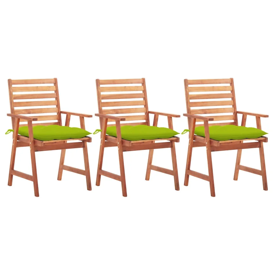 Chaises à manger d'extérieur lot de 3 et coussins Acacia massif - 26