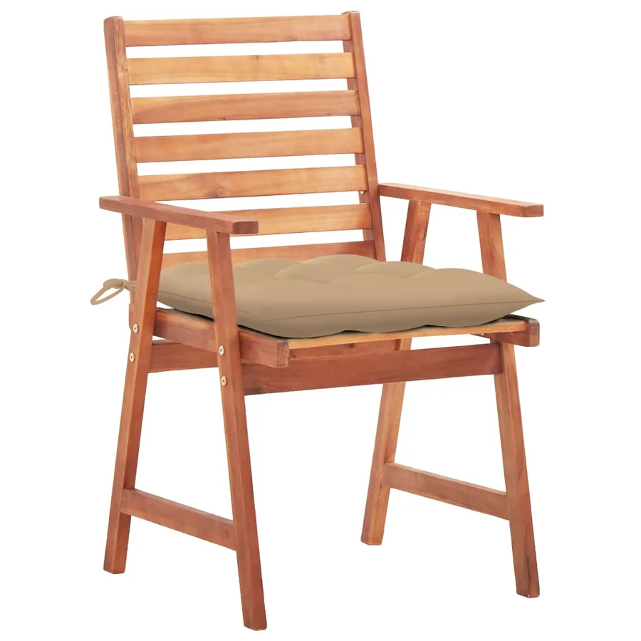 Chaises à manger d'extérieur lot de 3 et coussins Acacia massif - 41
