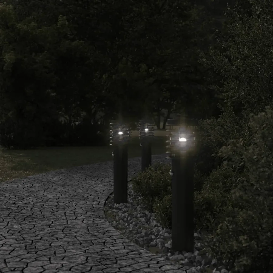 Lampadaire d'extérieur avec capteur noir 60 cm acier inoxydable - 3