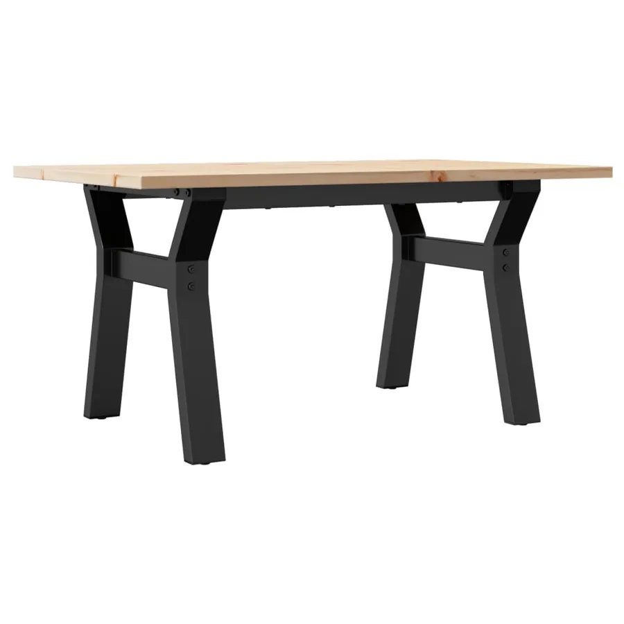 Table basse cadre en Y 80x50x40 cm bois de pin massif et acier - 6