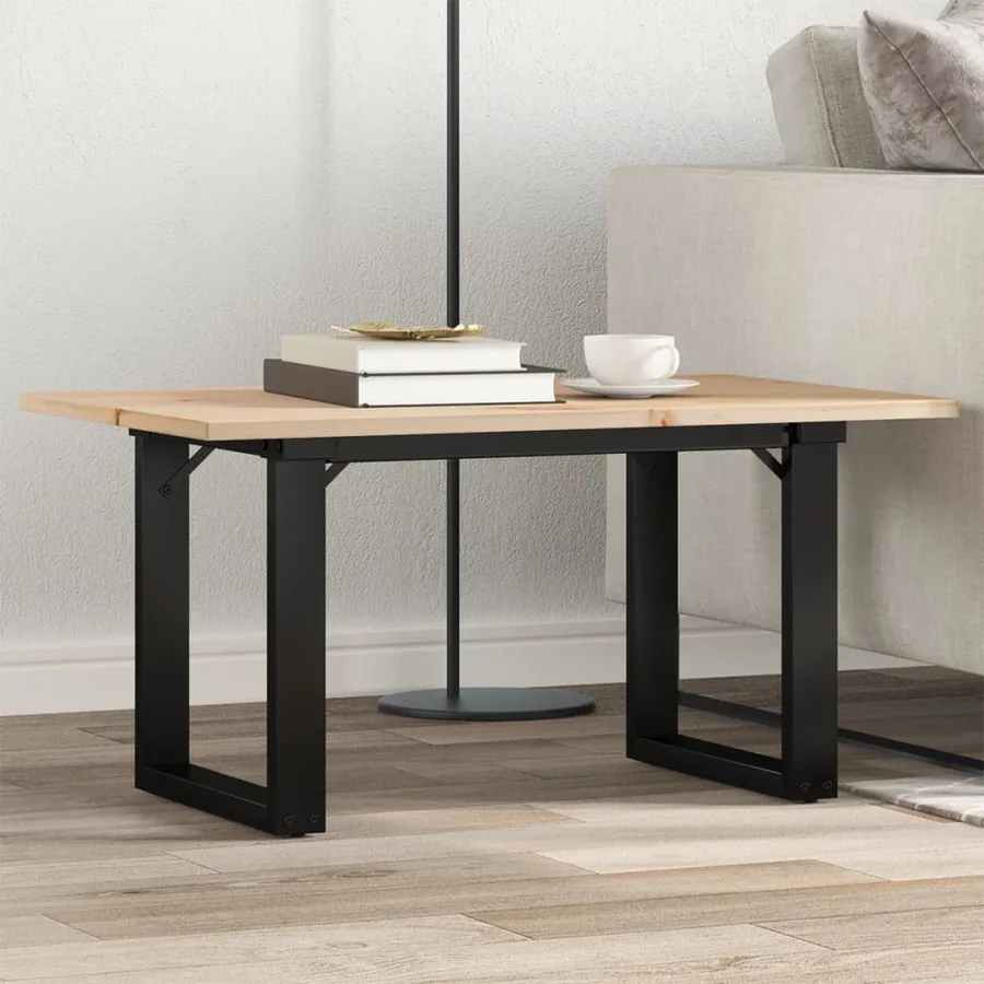Table basse cadre en O 80x50x40 cm bois de pin massif et acier