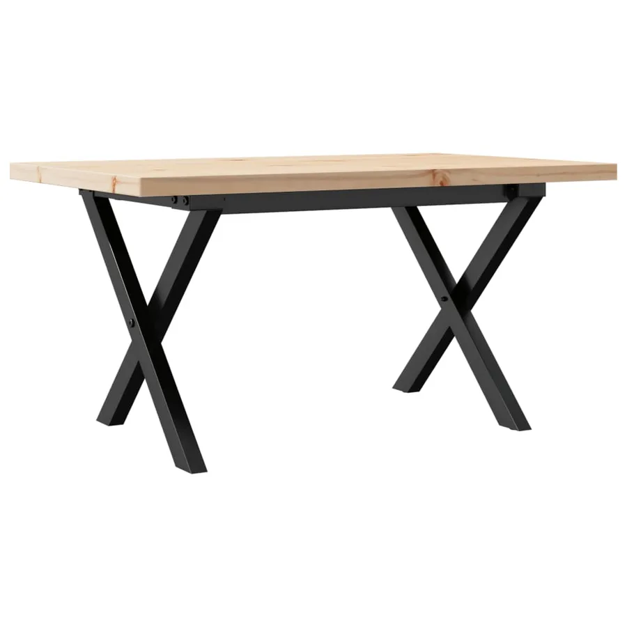 Table basse cadre en X 80x50x40,5cm bois de pin massif et acier - 2