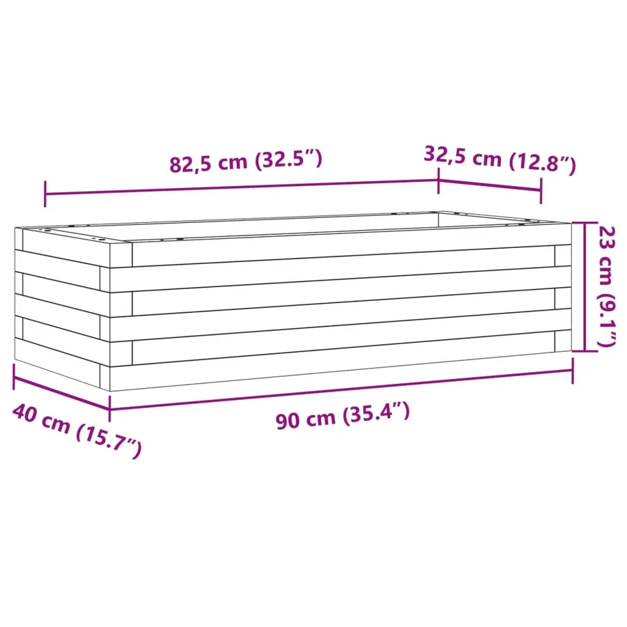 Jardinière cire marron 90x40x23 cm bois de pin massif - 10