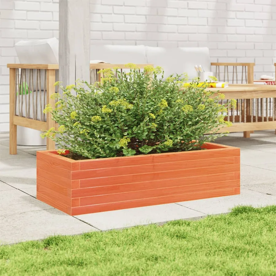 Jardinière cire marron 90x40x23 cm bois de pin massif - 3