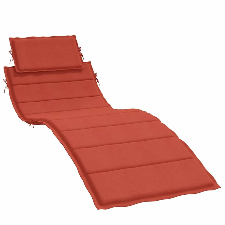 Coussin de chaise longue rouge mélangé 186x58x4 cm tissu - 2