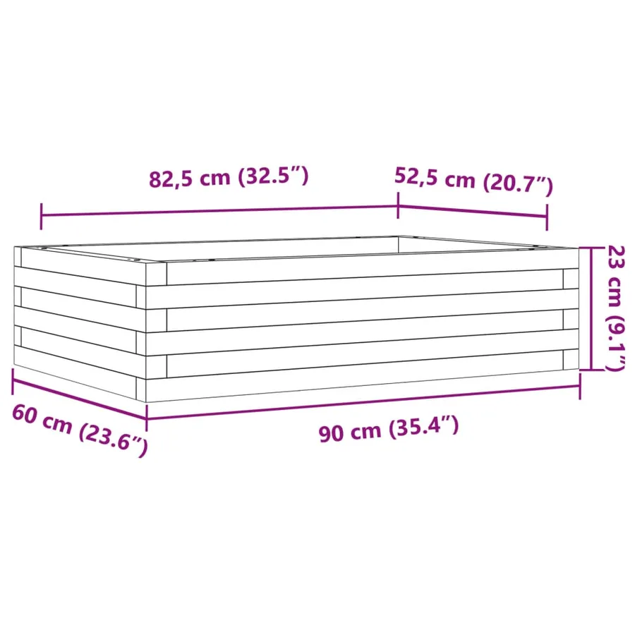 Jardinière 90x60x23 cm bois de pin massif - 10