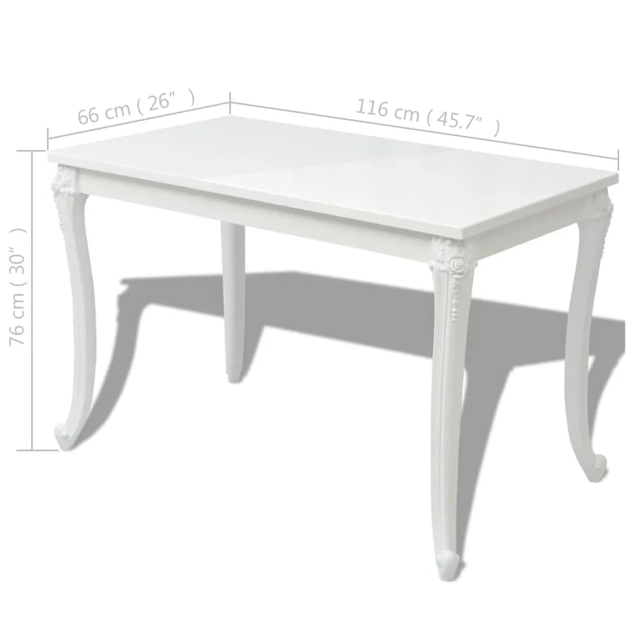 Table à manger 116x66x76 cm blanc brillant - 5