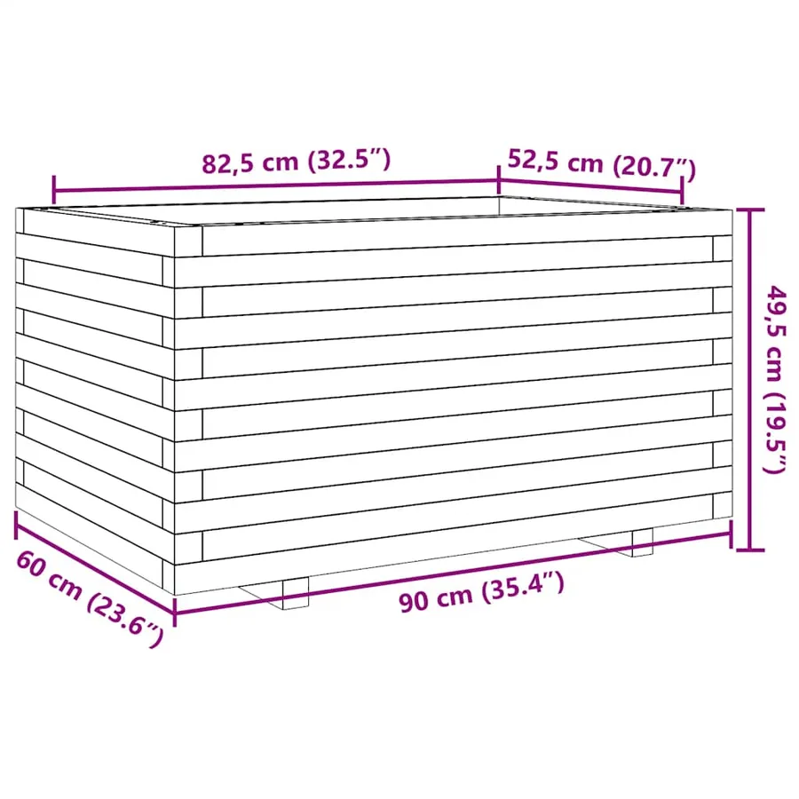 Jardinière 90x60x49,5 cm bois de pin massif - 10
