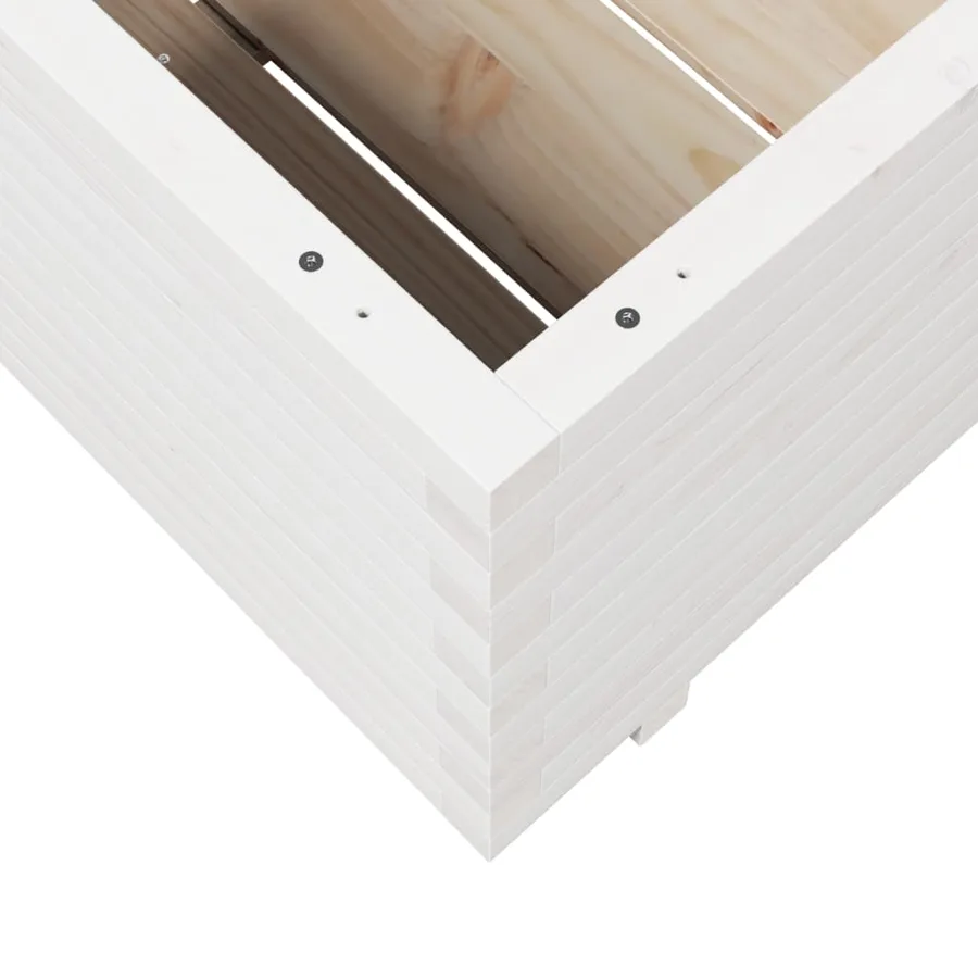 Jardinière blanc 80x80x49,5 cm bois de pin massif - 8