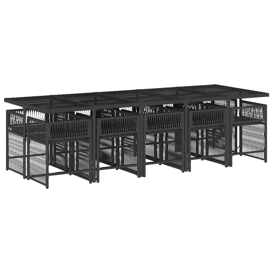 Ensemble à manger de jardin 11 pcs coussins noir résine tressée - 3
