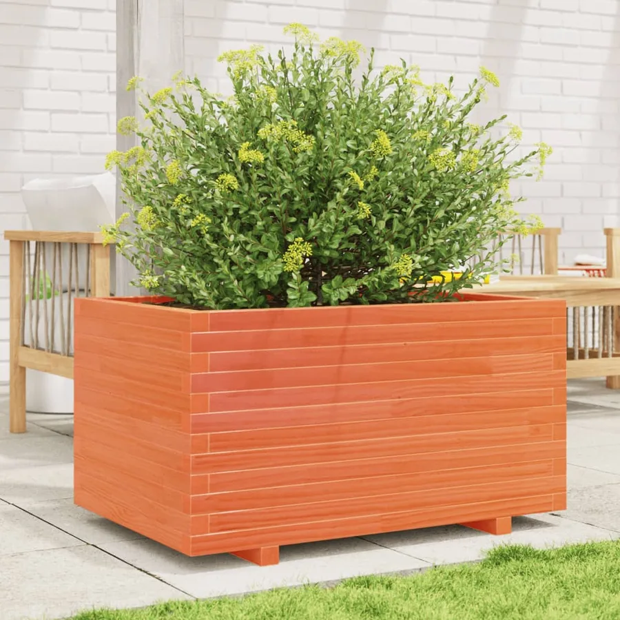 Jardinière cire marron 90x60x49,5 cm bois de pin massif - 3
