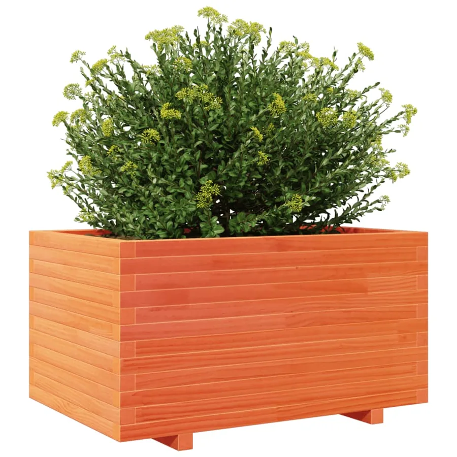 Jardinière cire marron 90x60x49,5 cm bois de pin massif - 4