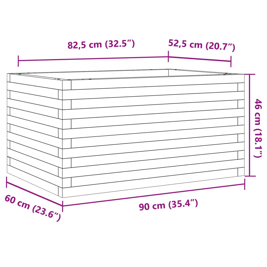 Jardinière cire marron 90x60x46 cm bois de pin massif - 10