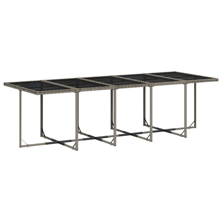 Ensemble à manger de jardin 11pcs avec coussins gris poly rotin - 4