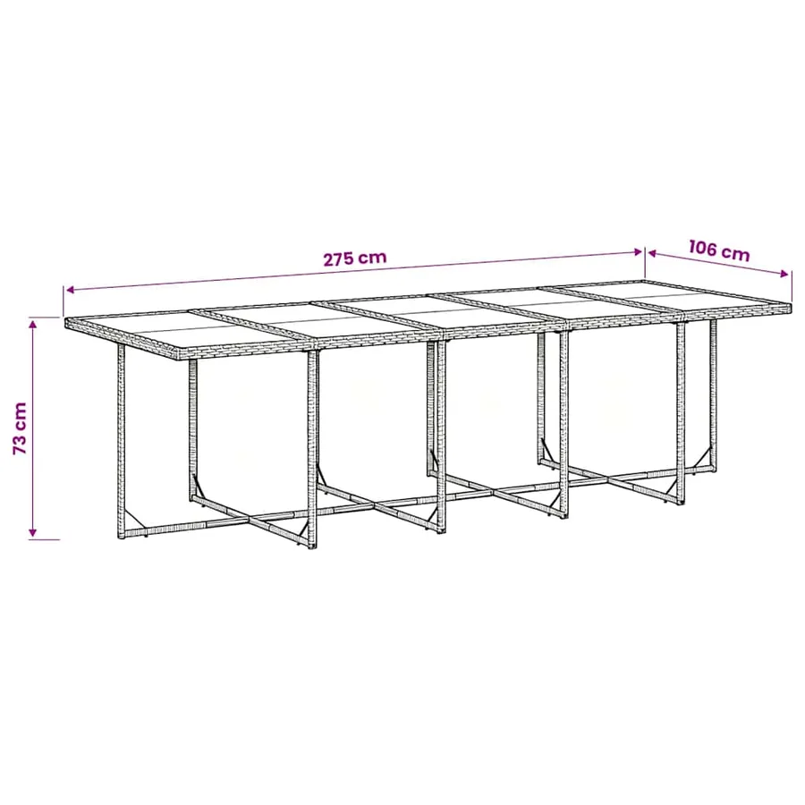 Ensemble à manger de jardin 11pcs avec coussins gris poly rotin - 6