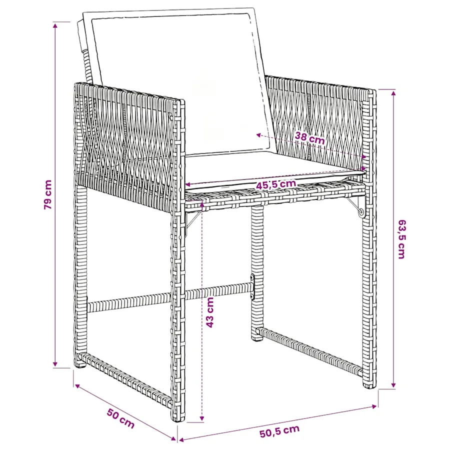 Ensemble à manger de jardin 11pcs avec coussins gris poly rotin - 7