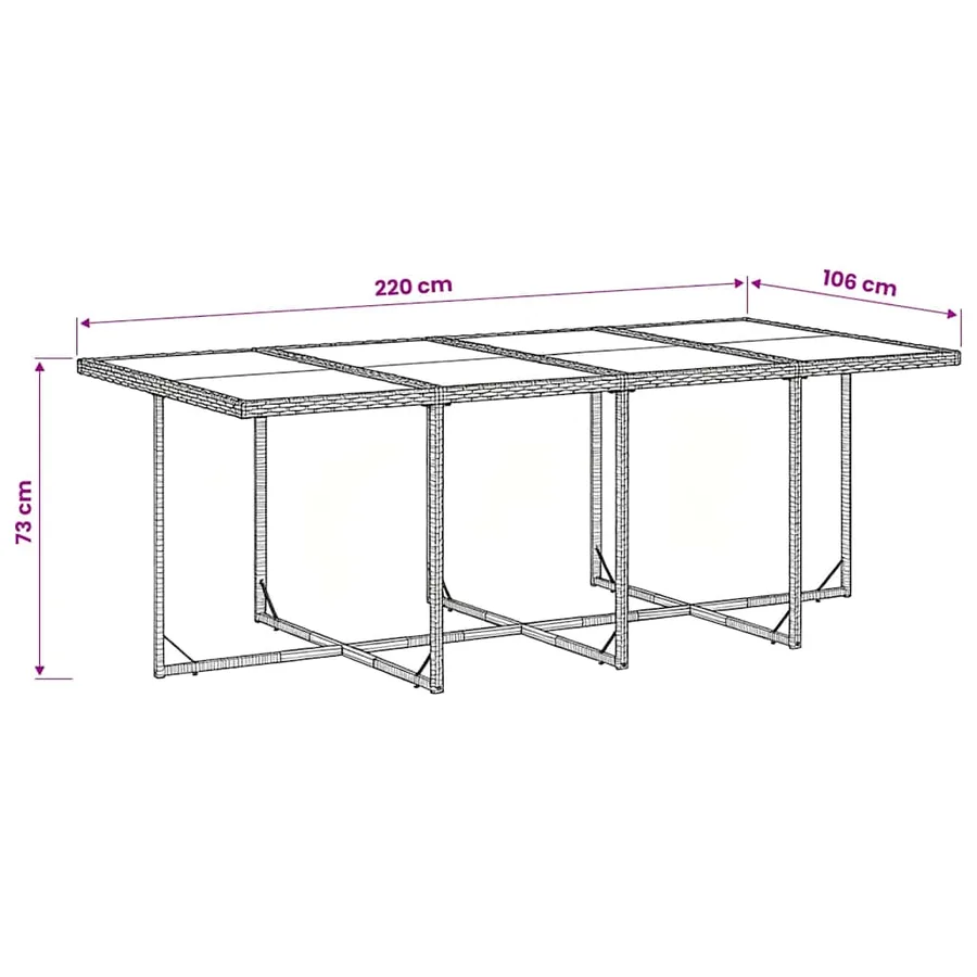 Ensemble à manger de jardin 9pcs coussins noir résine tressée - 6