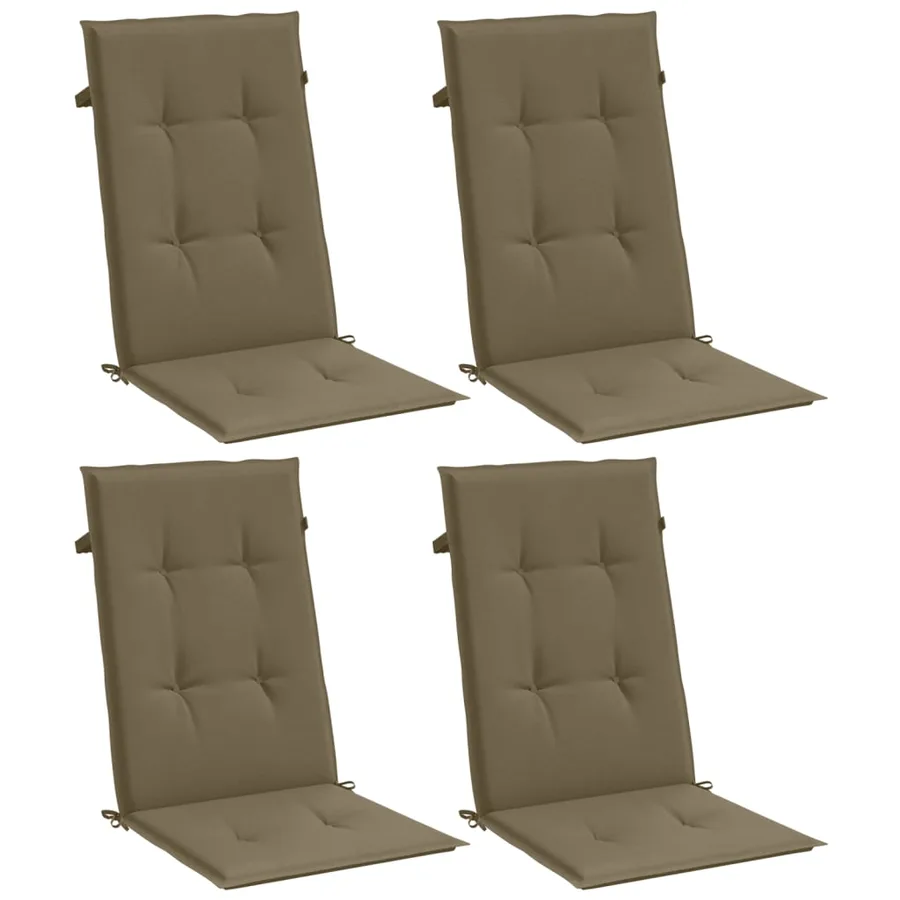 Coussins de chaise à dossier haut lot de 4 taupe mélangé tissu - 4