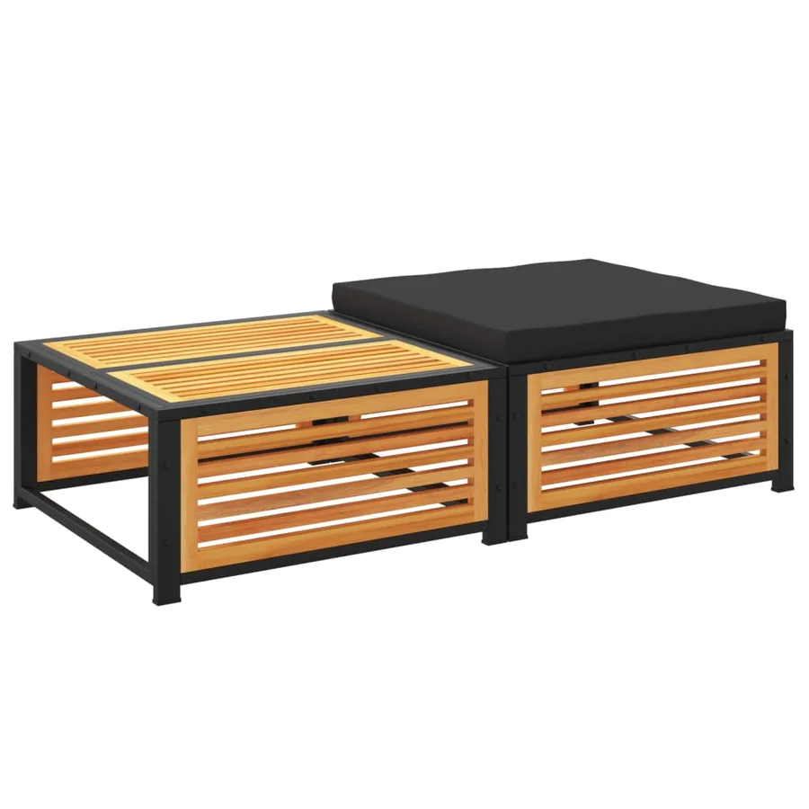 Table de jardin avec tabouret bois d'acacia massif - 2