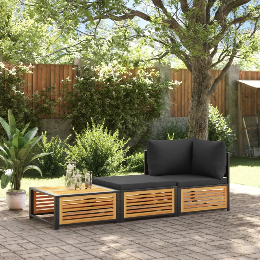 Table de jardin avec tabouret bois d'acacia massif - 3
